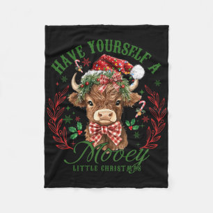 Have Yourself A Mooey Little Christmas Cow Santa Fleece Blanket