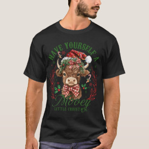Have Yourself A Mooey Little Christmas Highland  T-Shirt