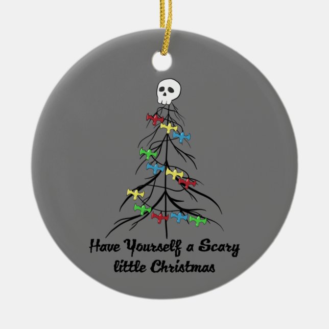 Have yourself a scary little Christmas! Ceramic Tree Decoration (Front)