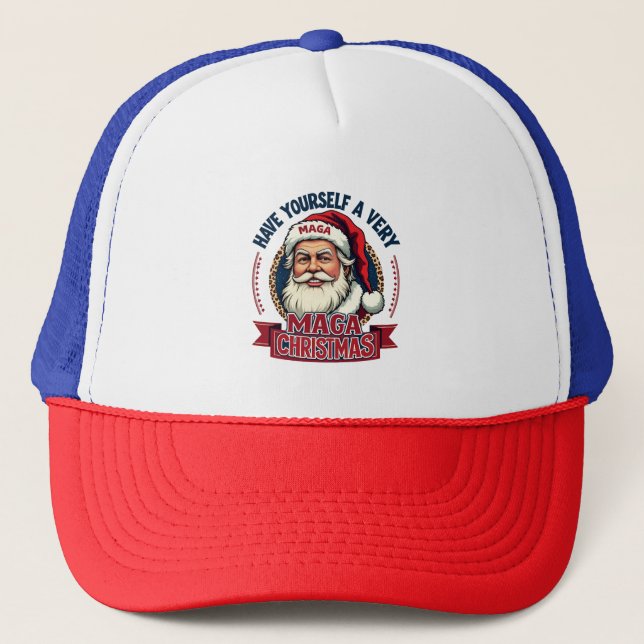 Have Yourself a very Maga Christmas Trump Won  Trucker Hat (Front)