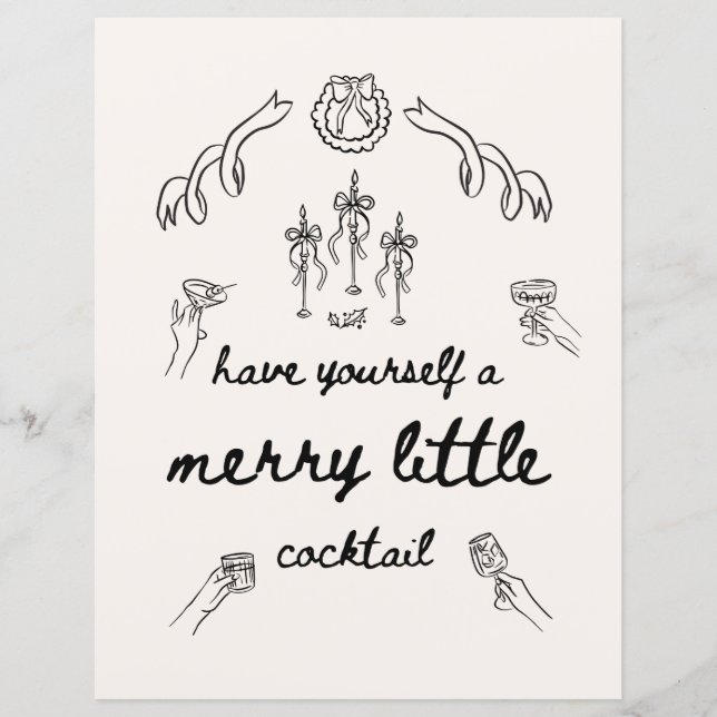 Have Yourself Merry Little Cocktail Bar Drink Sign (Front)