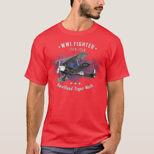 Havilland Tiger Moth WWI Fighter aircraft T-Shirt (Front)