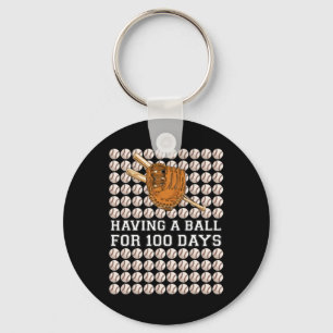 Having A Ball For 100 Days Baseball Kids Boy Smart Key Ring