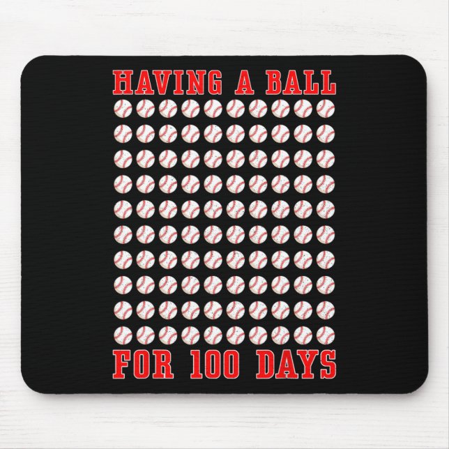 Having A Ball For 100 Days Of School 100th Basebal Mouse Mat (Front)