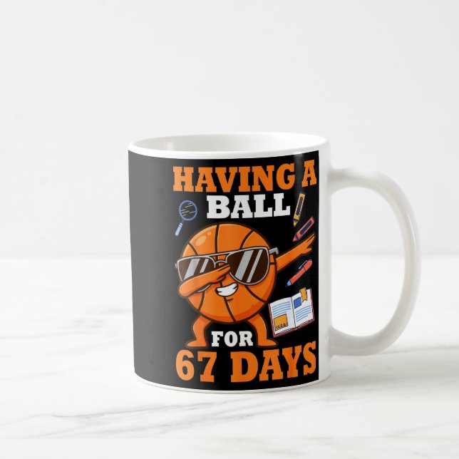 Having A Ball For 67 Days Dabbing Basketball Playe Coffee Mug (Right)