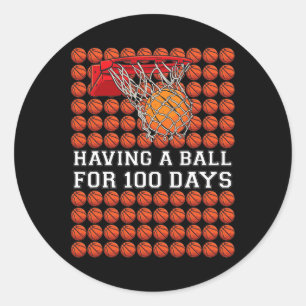Having A Byll 100 Days Bysketbyll Kids Boy Smarter Classic Round Sticker
