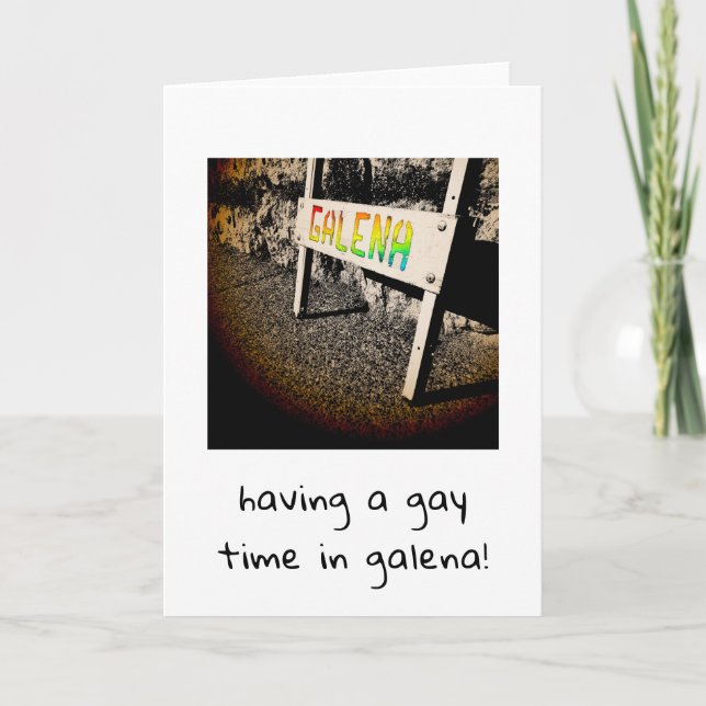 having a gay time in galena sidewalk sign holiday card (Front)