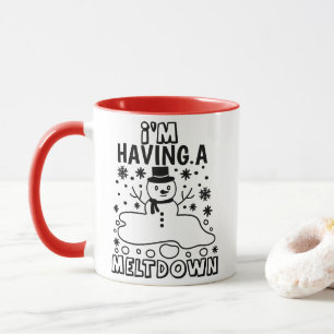 Having a Meltdown   Funny Christmas Snowman Humour Mug