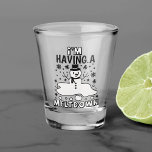 Having a Meltdown | Funny Christmas Snowman Humour Shot Glass<br><div class="desc">"I'm having a meltdown" After a long, interesting(?) year, bring some cute humour and lightness your holiday season by taking it in stride with a little funny keepsake quote typography design. Perfect way to say celebrate an undelightfully eventful year! For other colours or matching products, please visit the Fharrynisms Zazzle...</div>