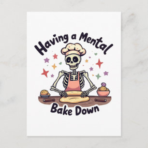 Having a Mental Bake Down Stressed, Blessed & Oven Holiday Postcard