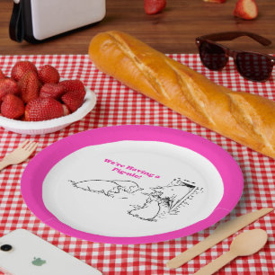 Having a Pig-nic Picnic Funny Pig Cartoon Paper Plate