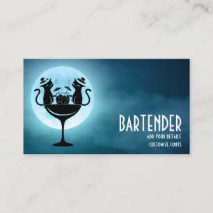 Having Cocktails Bar Cats Business Card
