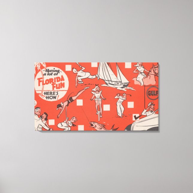 Having Fun in Florida Gulf Oil Advertisement Canvas Print (Front)