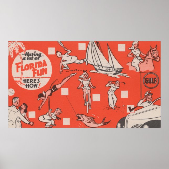 Having Fun in Florida Gulf Oil Advertisement Poster (Front)