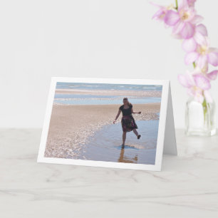 Having Fun on Beach Card