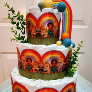 Having Fun With My Animal Friends Under A Rainbow Satin Ribbon