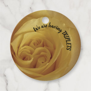 Having Triplets Yellow Rose Mulitples Baby Shower Favour Tags