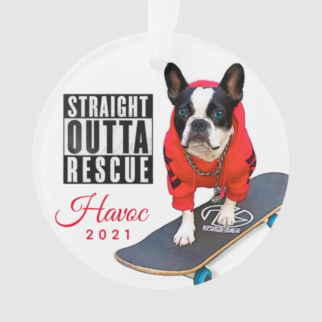 Havoc Holiday Photo Typography Ornament (Front)