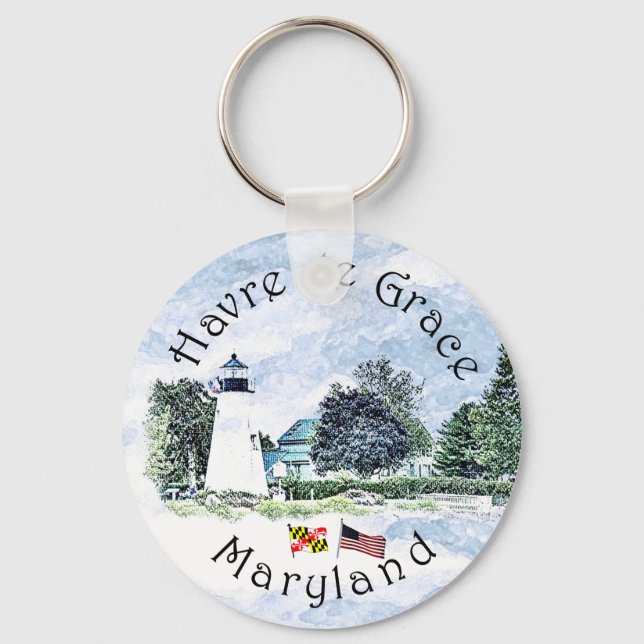 Havre de Grace, Maryland, Concord Point Light Keyc Key Ring (Front)