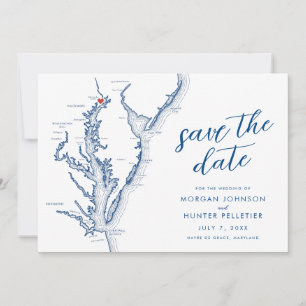 Havre de Grace Maryland Map Modern Wedding Save The Date