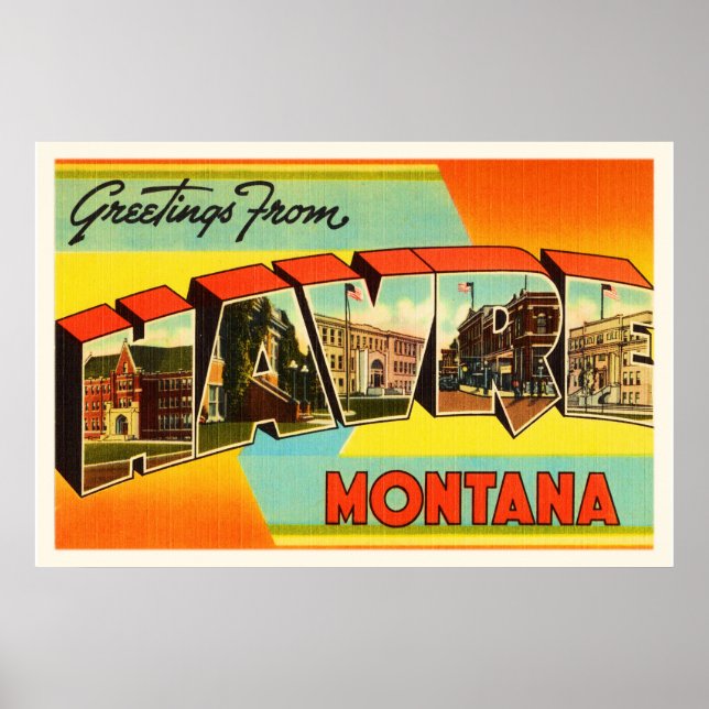 Havre Montana MT Old Vintage Travel Souvenir Poster (Front)