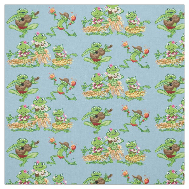 Hawaian frogs Hula girls Fabric (Swatch)
