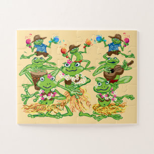 Hawaian hula frogs childrens jigsaw puzzle