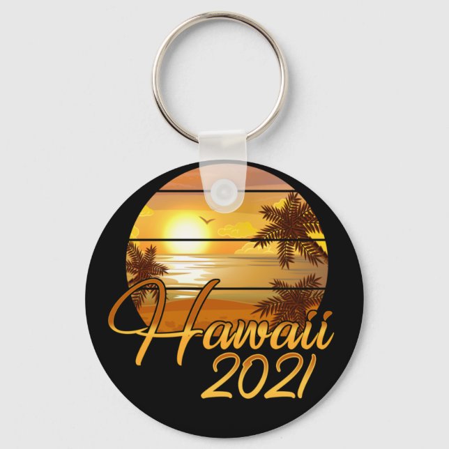 Hawaii 2021 Hawaiian Family Vacation Matching Key Ring (Front)