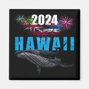 HAWAII 2024 POLYNESIAN TRIBAL HUMPBACK FIREWORKS MAGNET