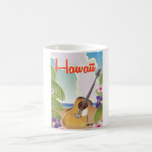 Hawaii acoustic guitar vintage travel poster. coffee mug