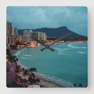 HAWAII ALOHA COLLECTION SQUARE WALL CLOCK
