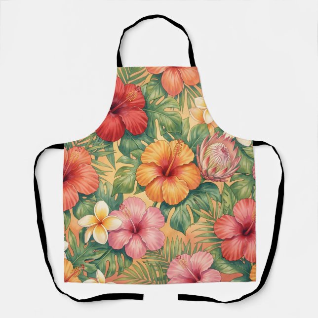 Hawaii aloha decorative flowers pattern apron (Front)