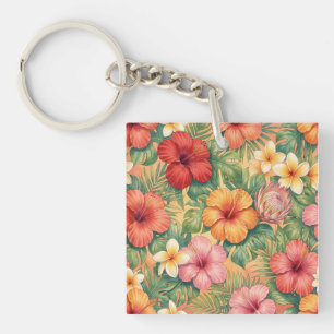 Hawaii aloha decorative flowers pattern key ring