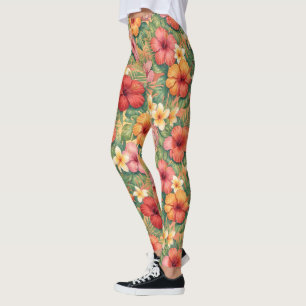 Hawaii aloha decorative flowers pattern leggings