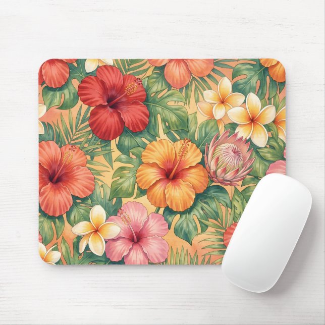 Hawaii aloha decorative flowers pattern mouse mat (With Mouse)
