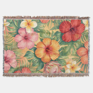 Hawaii aloha decorative flowers pattern throw blanket