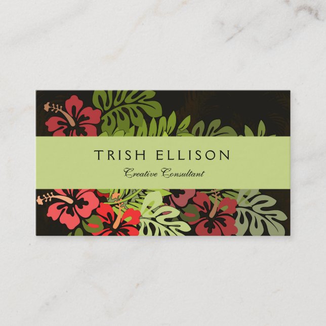 Hawaii Aloha Flower Art Print Business Card (Front)