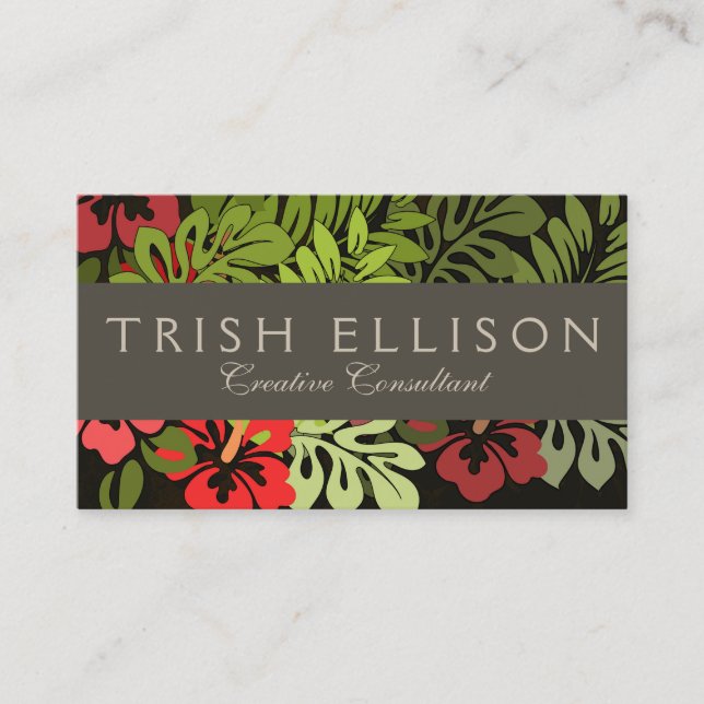 Hawaii Aloha Flower Art Print Business Card (Front)