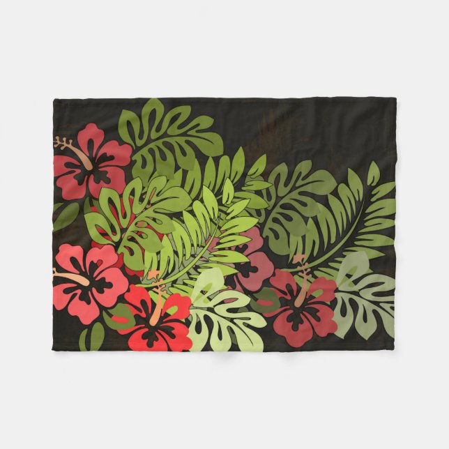 Hawaii Aloha Flower Art Print Fleece Blanket (Front (Horizontal))