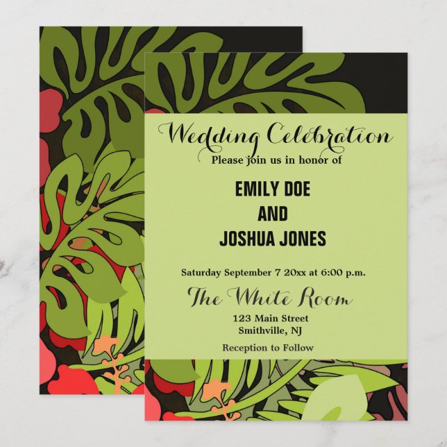 Hawaii Aloha Flower Art Print Invitation (Front/Back)