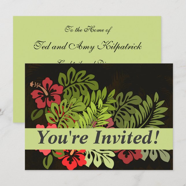 Hawaii Aloha Flower Art Print Invitation (Front/Back)