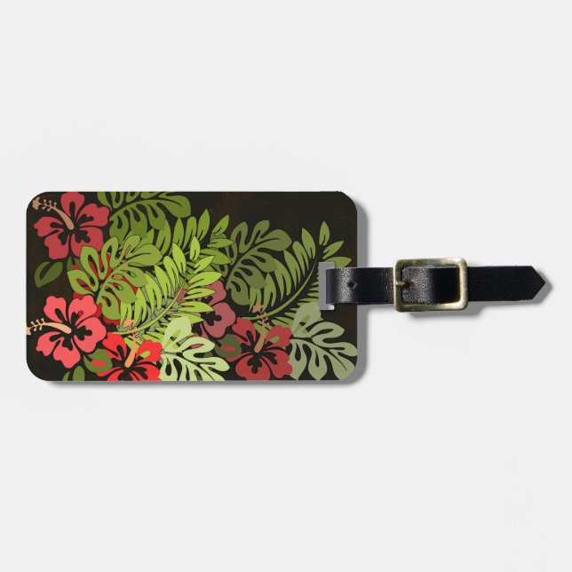 Hawaii Aloha Flower Art Print Luggage Tag (Front Horizontal)