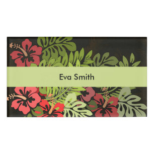 Hawaii Aloha Flower Art Print Name Tag