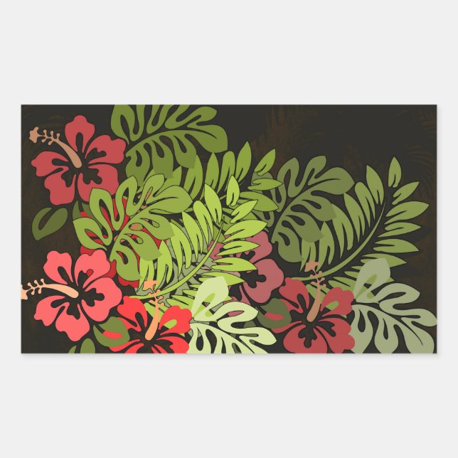 Hawaii Aloha Flower Art Print Rectangular Sticker (Front)