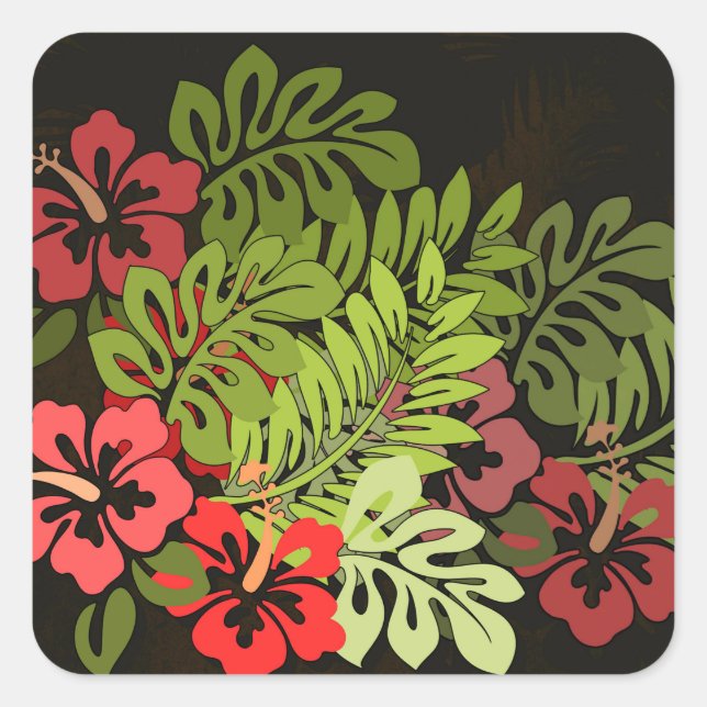 Hawaii Aloha Flower Art Print Square Sticker (Front)
