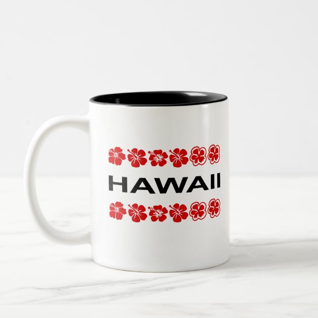 Hawaii Aloha Flower Bands Light-Colour Two-Tone Coffee Mug (Left)