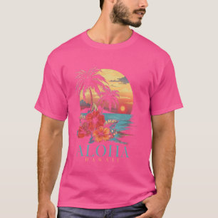 Hawaii Aloha Hawaiian Hibiscus Surfer Souvenir Vin T-Shirt