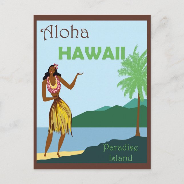 Hawaii Aloha Hula Dancer Vintage Travel Postcard (Front)