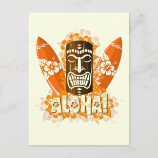 Hawaii Aloha Luau Tiki Mask Postcard