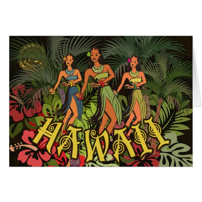 Hawaii Aloha Palm Hula Art Design (Front Horizontal)